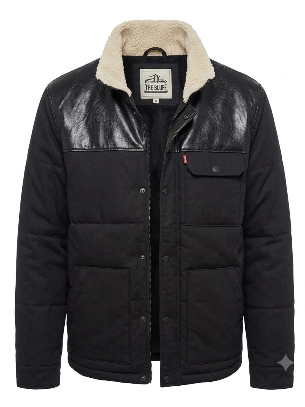Levi's Black Quilted Puffer Jacket with Sherpa Collar